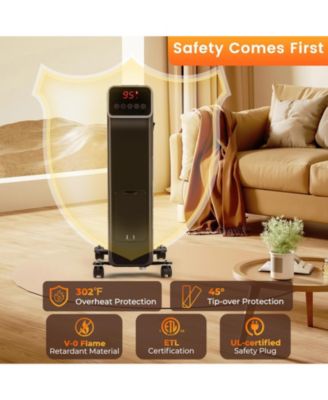 1500W Oil Filled Radiator Heater with Remote Control 3 Modes 24H Timer