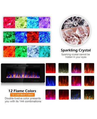 42 Inch Recessed Ultra Thin Electric Fireplace with Timer