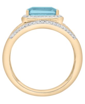 Blue Topaz (2-1/4 ct. t.w.) & Diamond (1/4 ct. t.w.) Ring in 14k Yellow Gold