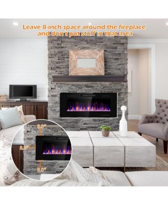 42 Inch Recessed Ultra Thin Electric Fireplace with Timer