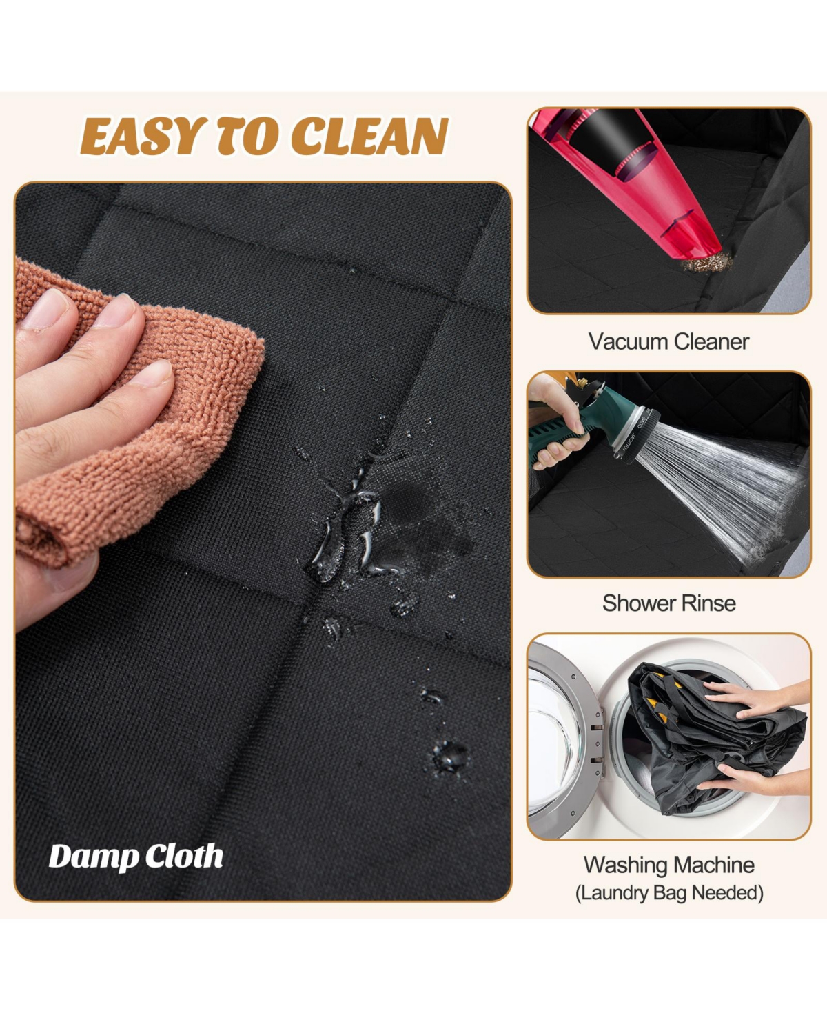 Sugift Dog Car Seat Cover Protector for Back Seat with Mesh Windows