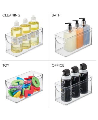 Stackable Pantry Storage Bin with Handles, Set of 2, Clear, Made in USA