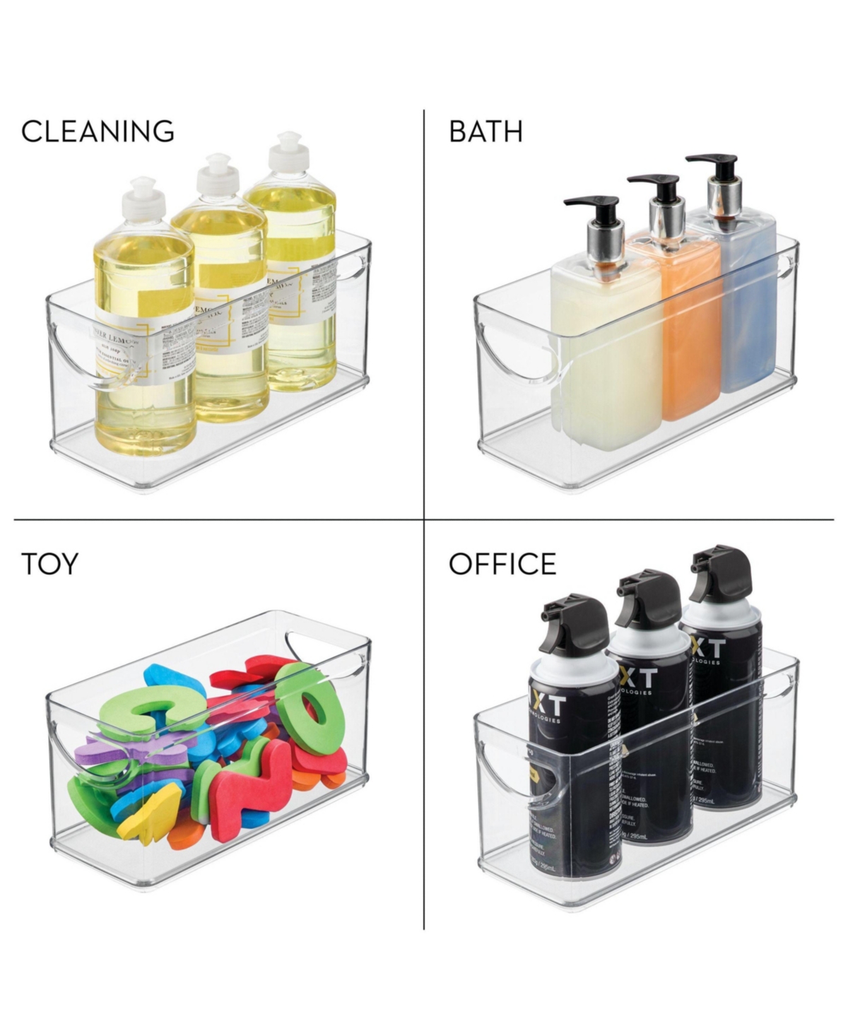 iDesign Stackable Pantry Storage Bin with Handles, Set of 2, Clear, Made in Usa