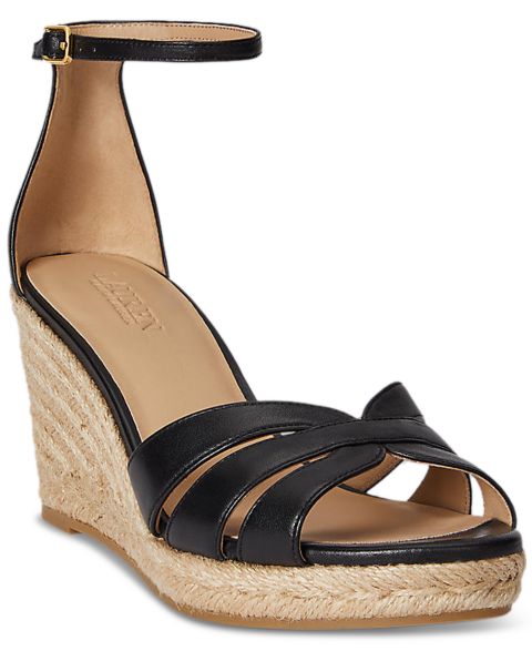 Женские сандалии Lauren Ralph Lauren Nellie Espadrilles Wedge, цвет: Чёрный