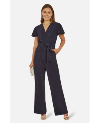 Women's Sparkle Stretch Wrap Over Jumpsuit