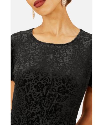 Women's Velvet Twist Waist Midi Dress