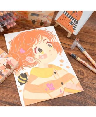 12 Colors Skin Tone Acrylic Paint Markers, Soft Brush Tip for Pumpkin Paint, Rock Painting, Wood, Glass, Paper, Coloring Book and Ceramic