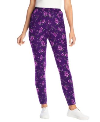 Plus Size Tall Stretch-Cotton Knit Pull-On Printed Leggings