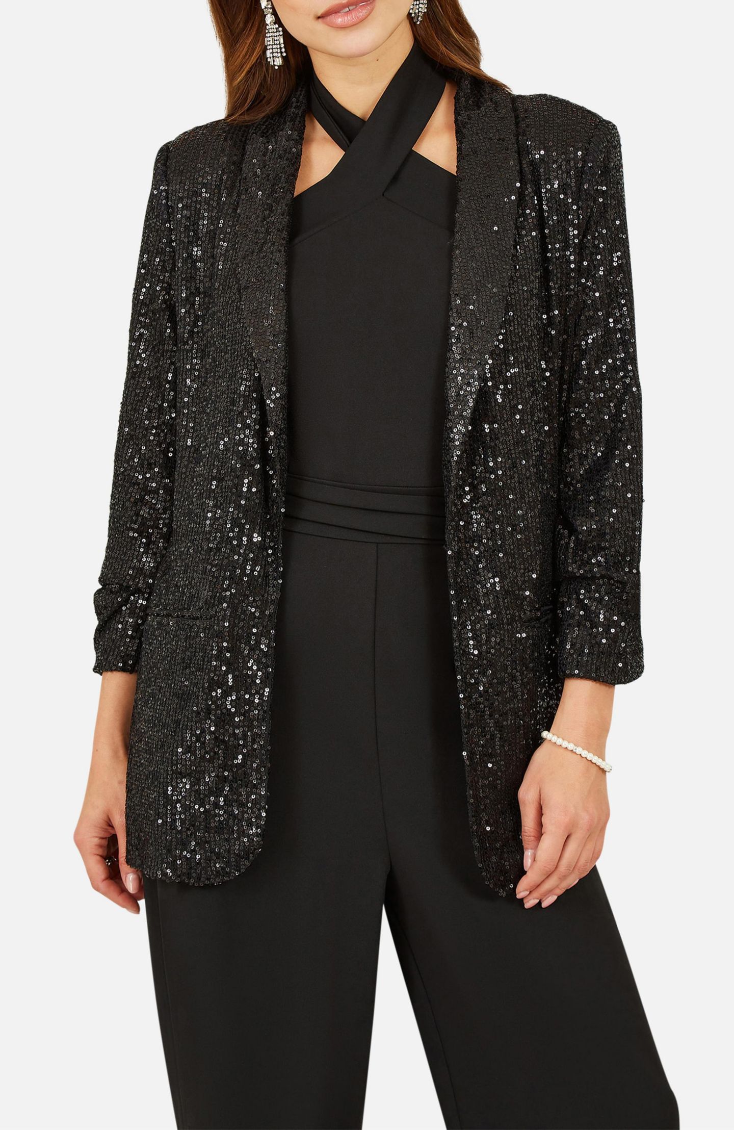 Женский пиджак Yumi Sequin Blazer With Pockets, цвет: Чёрный — фото 5