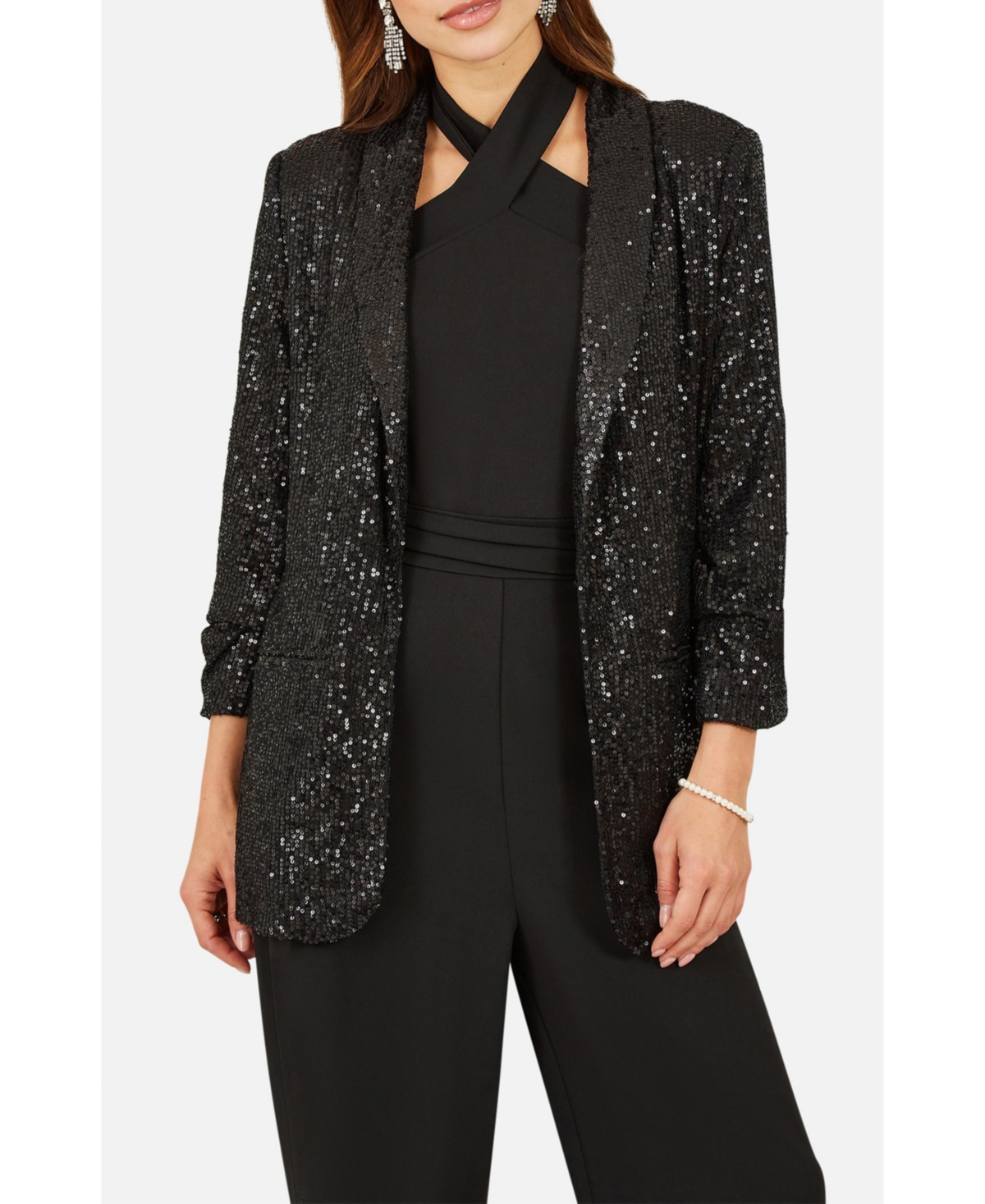 Yumi Women's Sequin Blazer With Pockets