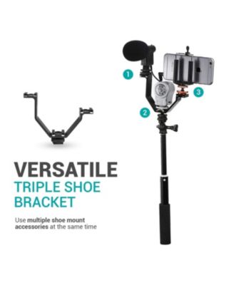 Triple Shoe Bracket - Camera V Bracket for Lights, Monitors, Microphones and More