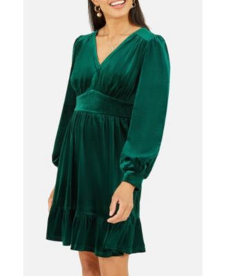 Women's Velvet Long Sleeve Skater Dress