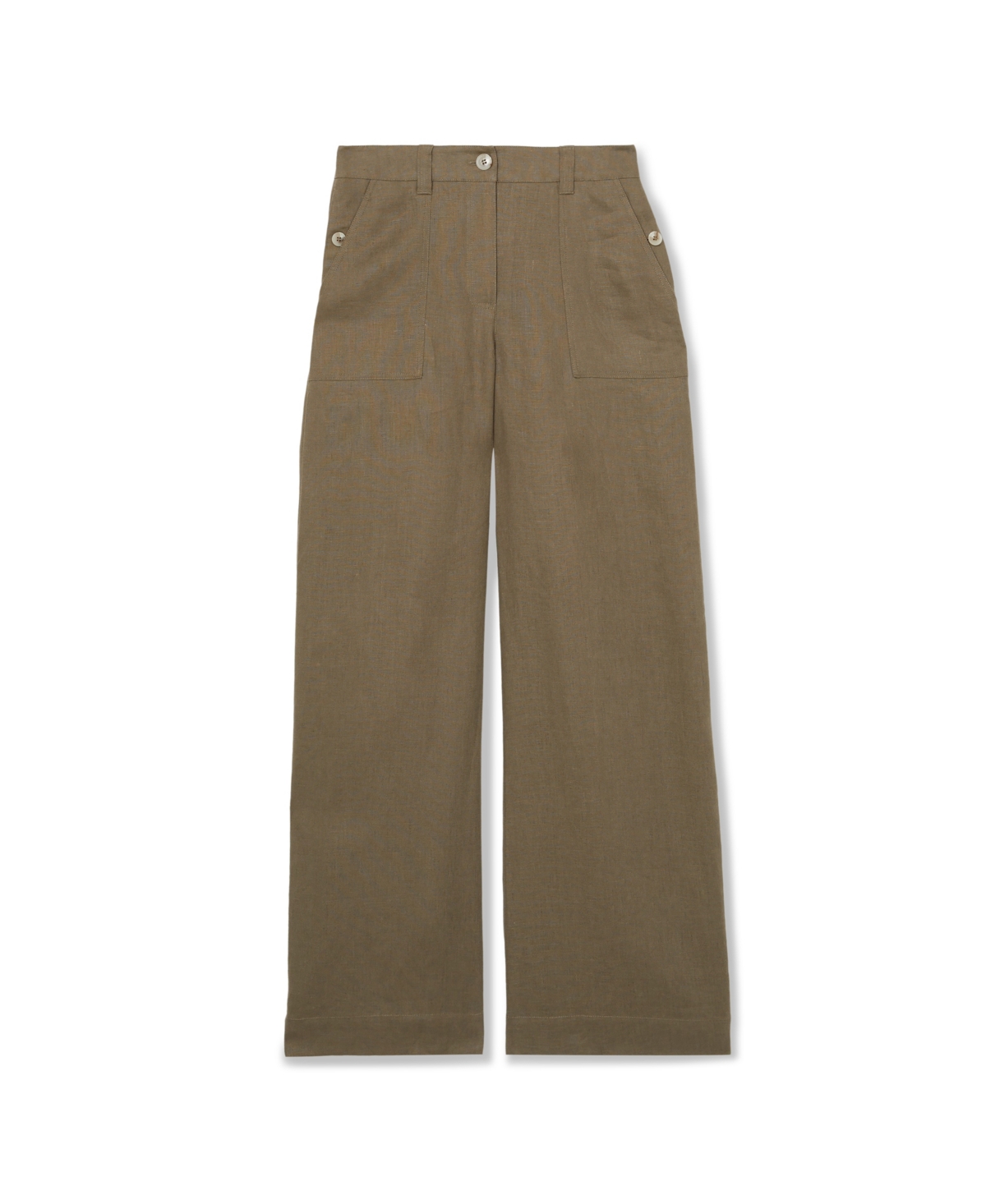 Reiss Khaki Linen Wide Leg Trousers In Brown