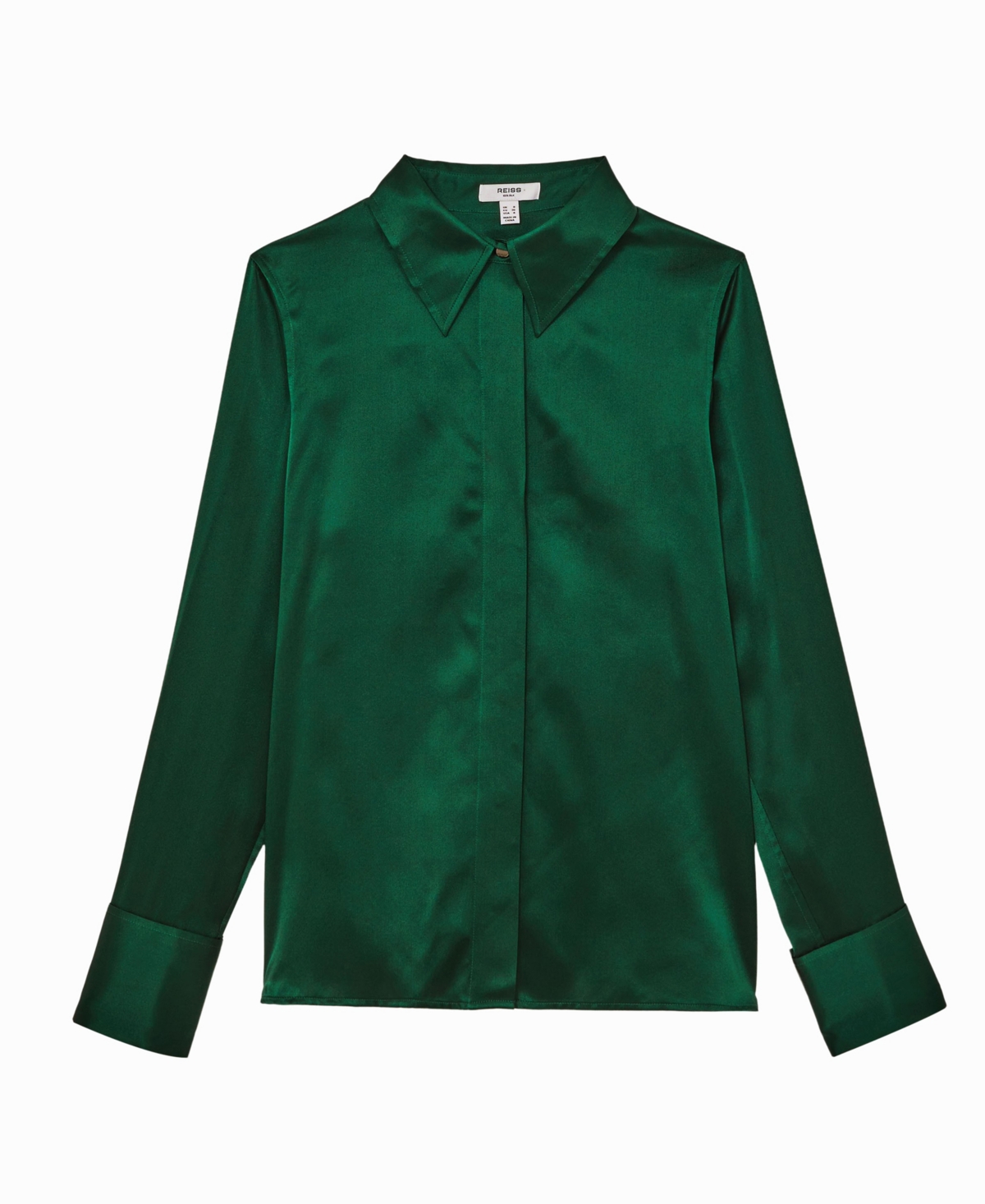 Reiss Ameira Silk Satin Shirt In Green