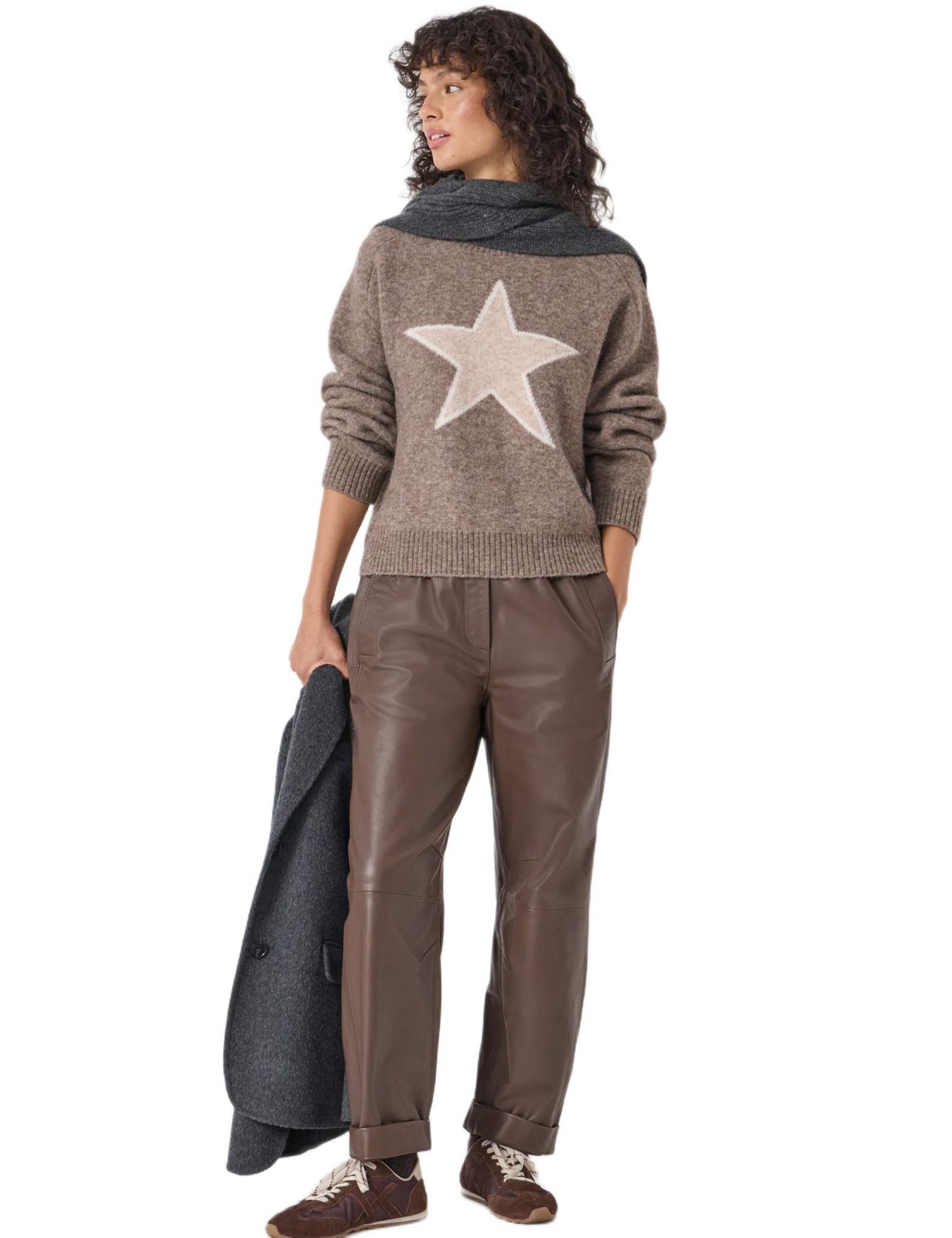Women's Wool Blend Star Jacquard Sweater