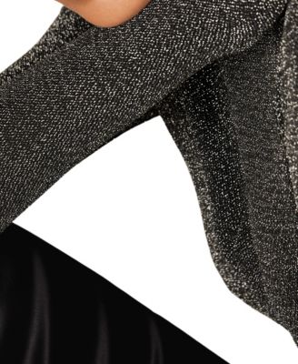 Women's Metallic-Knit Long-Sleeve Top