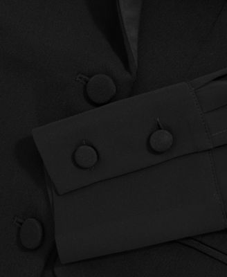 Women's Sheer-Sleeve Tuxedo Mini Dress