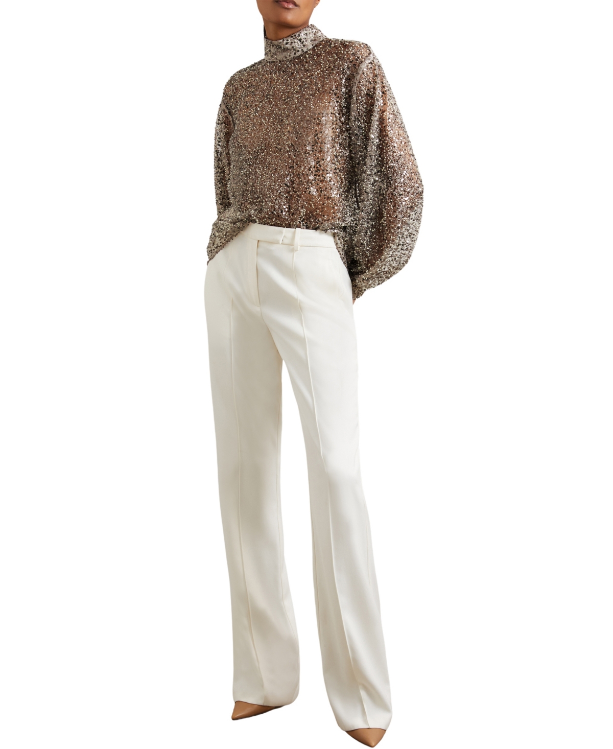 Reiss Women's High-Neck Embellished Top