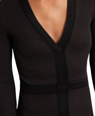 Women's Craft-Stitch Rib-Knit Midi Dress