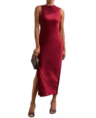 REISS - Women's Satin Draped Open-Back Dress