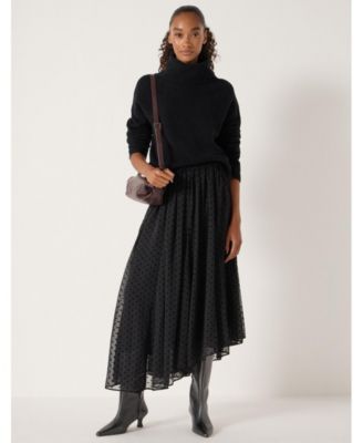 Women's Asymmetrical Flocked Spot Skirt