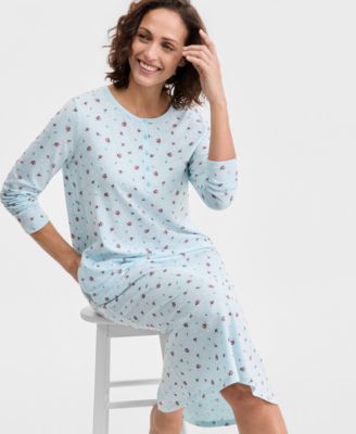 Women's Cotton Long-Sleeve Nightgown, Created for Macy's