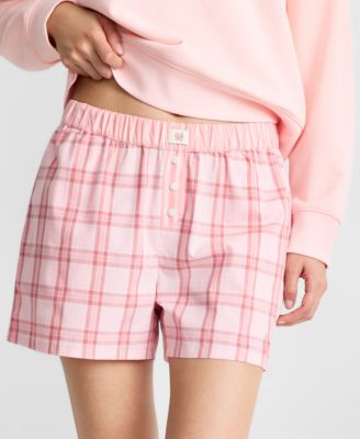 Women's Rest Plaid Poplin Pajama Boxer Shorts