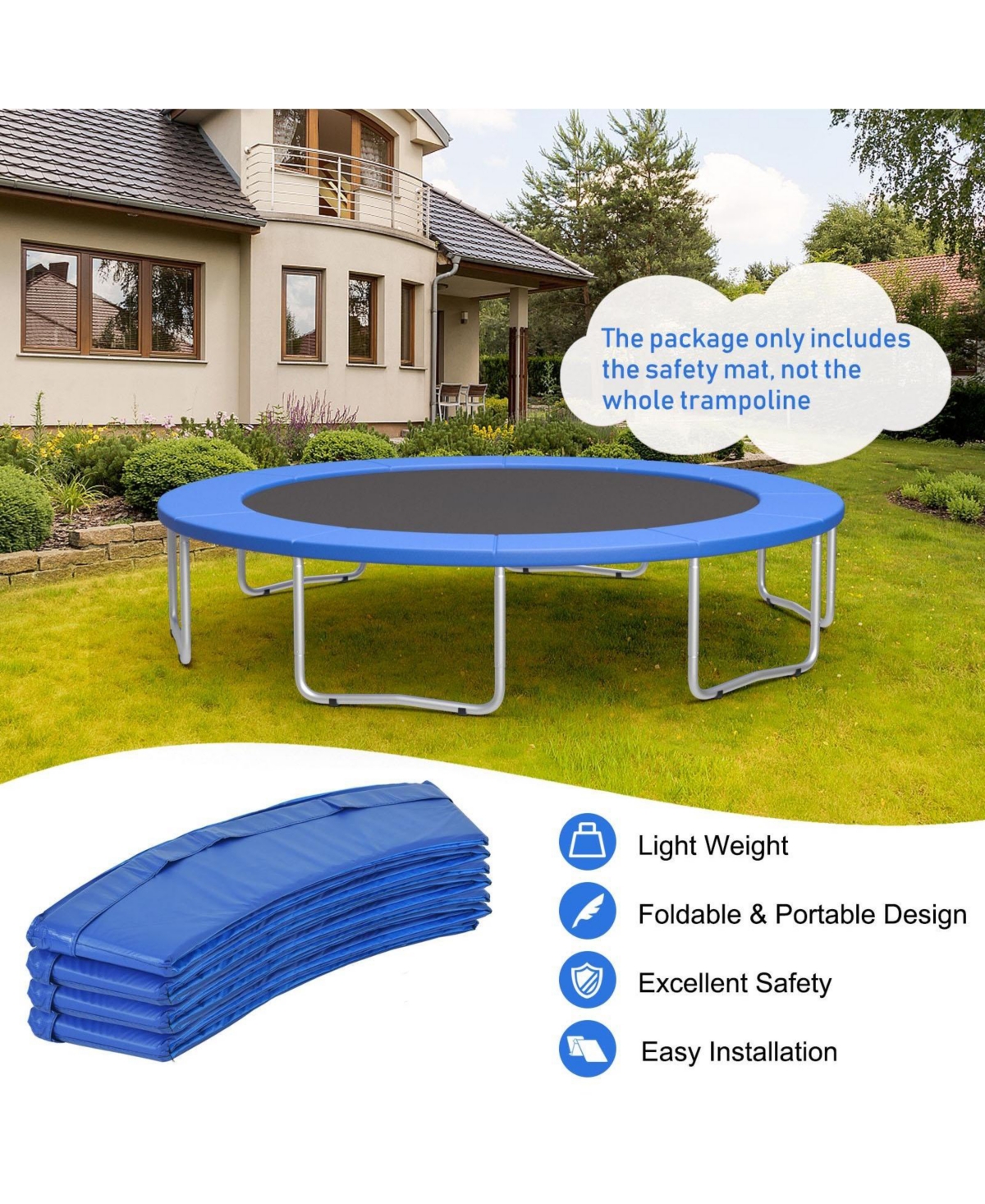 Skonyon 10 Feet Universal Spring Cover Trampoline Replacement Safety Pad