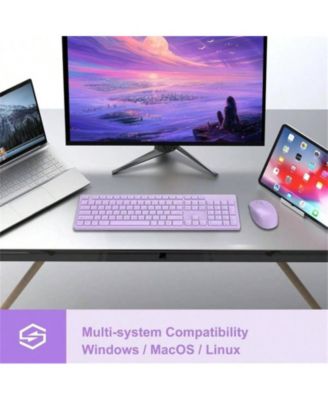 Wireless 2.4GHz Silent Full-Size Keyboard and Mouse Combo with 2-in-1 Receiver for Laptop