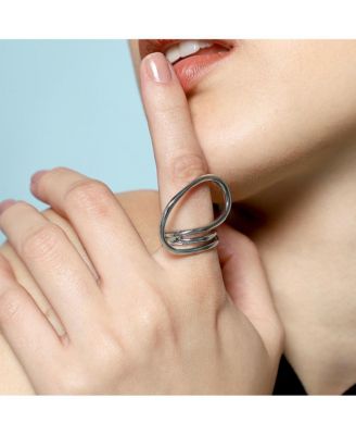 Women's The Wrap-Line Statement Ring - Chrome Silver