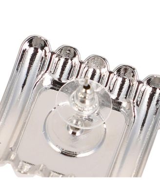 Women's The Ribbed-Diane Stud Earrings - Chrome Silver