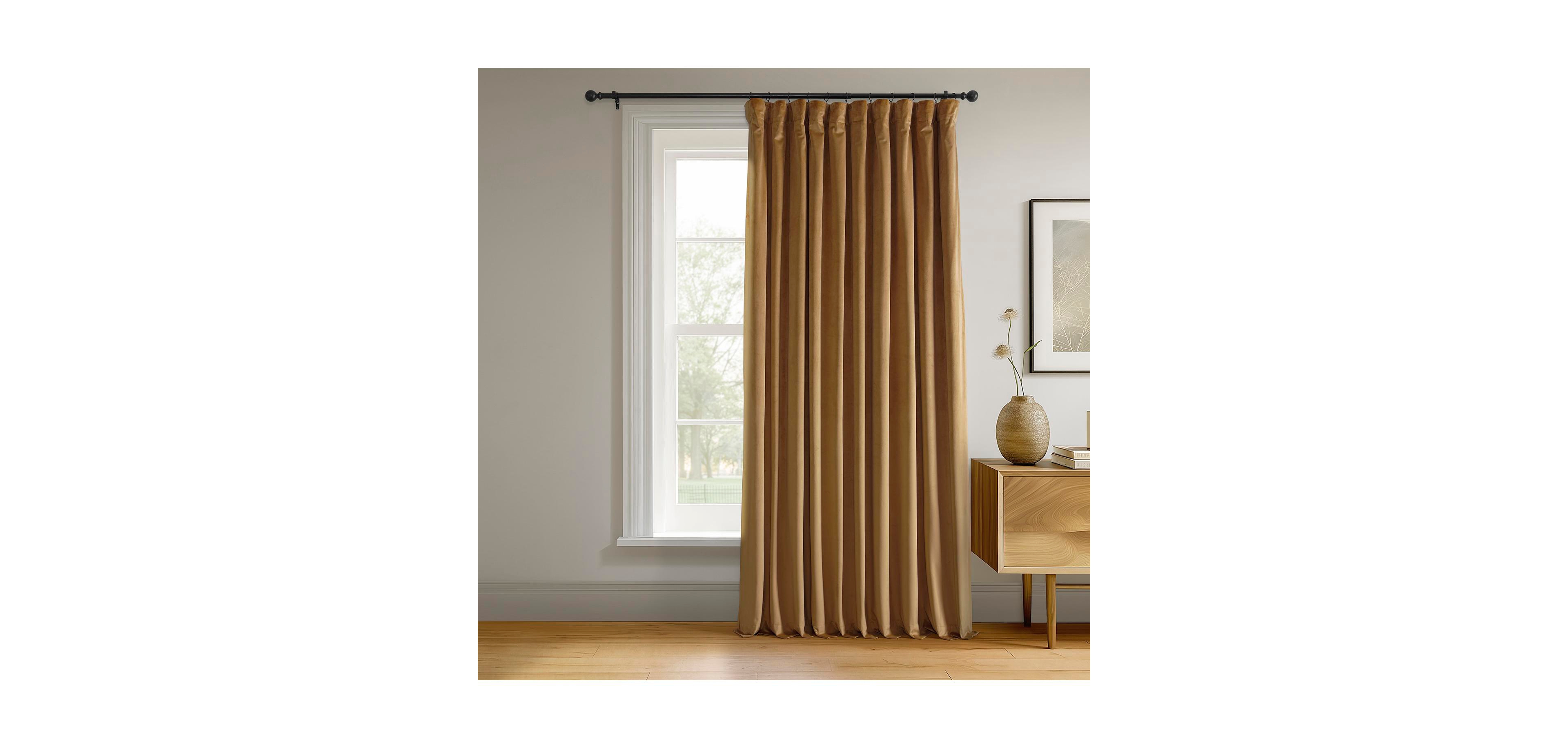 Half Price Drapes Amber Gold Signature Extra Wide Velvet Blackout Curtain