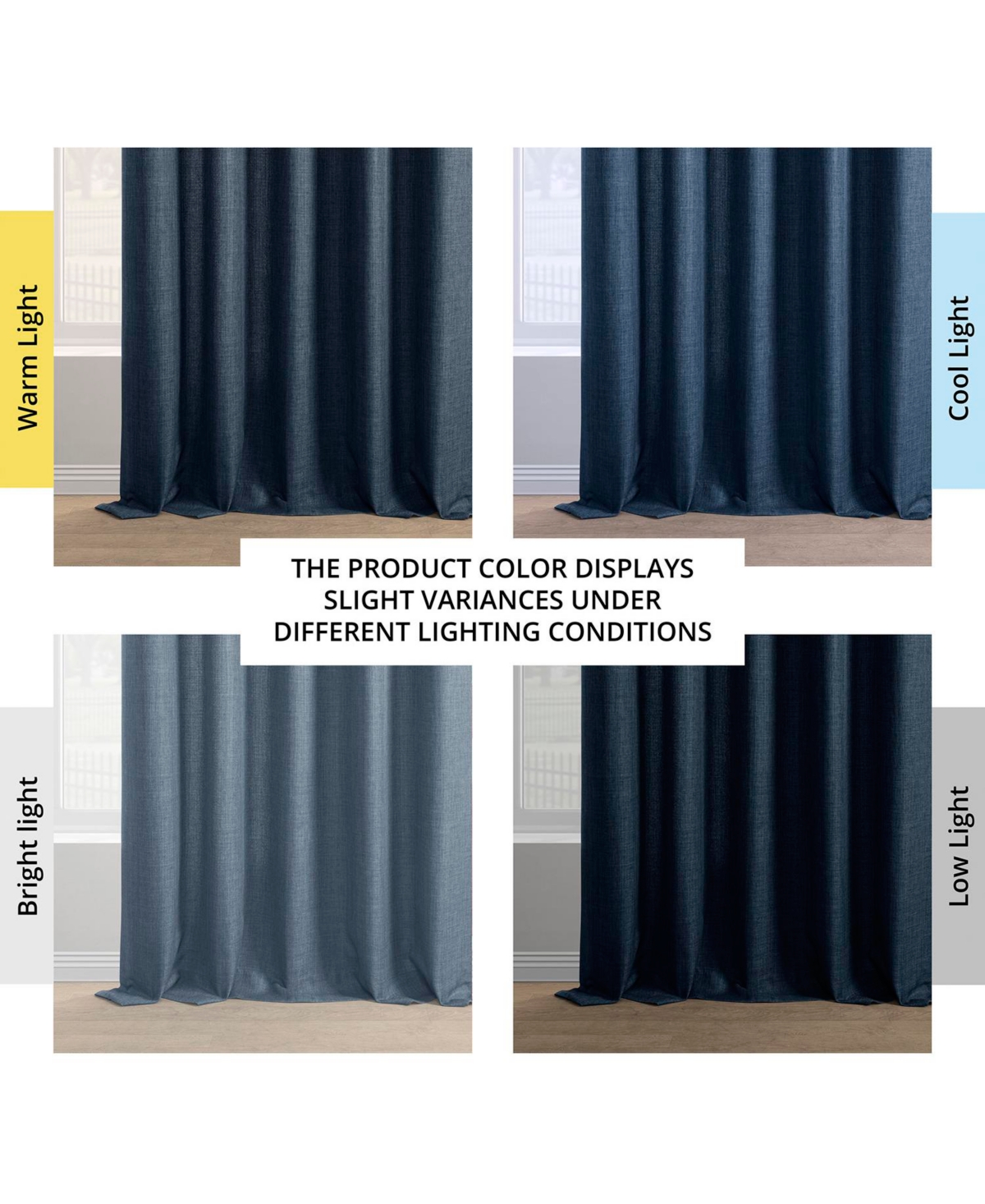 Half Price Drapes Sergeants Blue Italian Faux Linen Room Darkening Curtain