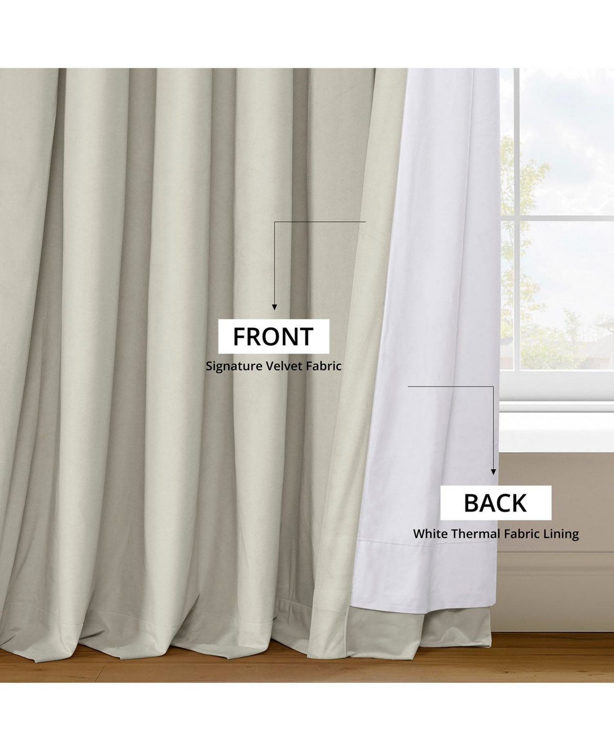 Half Price Drapes Porcelain White Signature Velvet Blackout Curtain