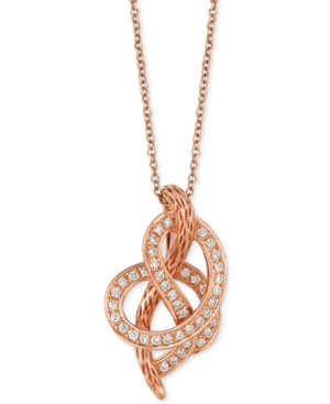image of Le Vian Strawberry -n- Vanilla Swirl Diamond Pendant Necklace (1/4 ct. t.w.) in 14k Rose Gold