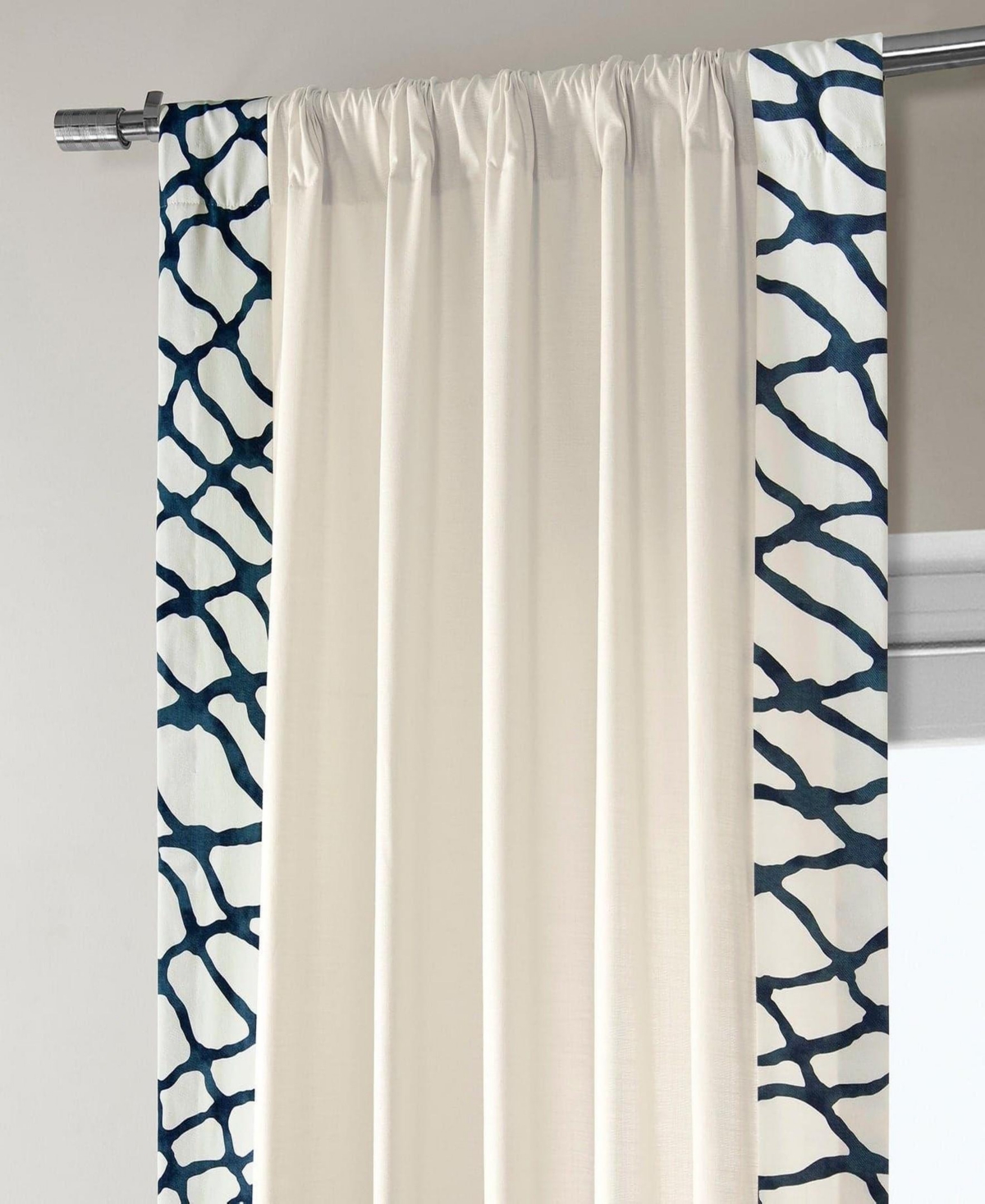 Half Price Drapes Ellis Bordered Cotton Curtain