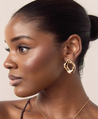 Melting Metal Crystal Stud Earrings