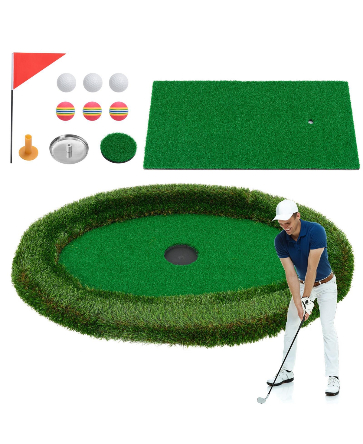Skonyon Floating Golf Green Oval Floating Chipping for Pool