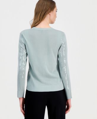 Women's Button-Front Sequin Cardigan
