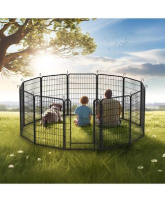 39.37 in. H Dog Fence Pet Exercise Pen for Outdoor and 12 Panels Heavy Duty Metal Playpen with door