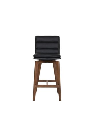 Castor Genuine Leather Counter Chair, Gray