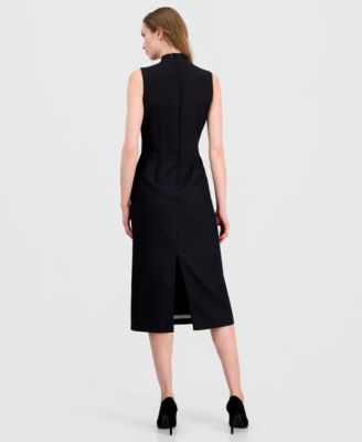 Women's Sleeveless Mock-Neck Sheath Dress