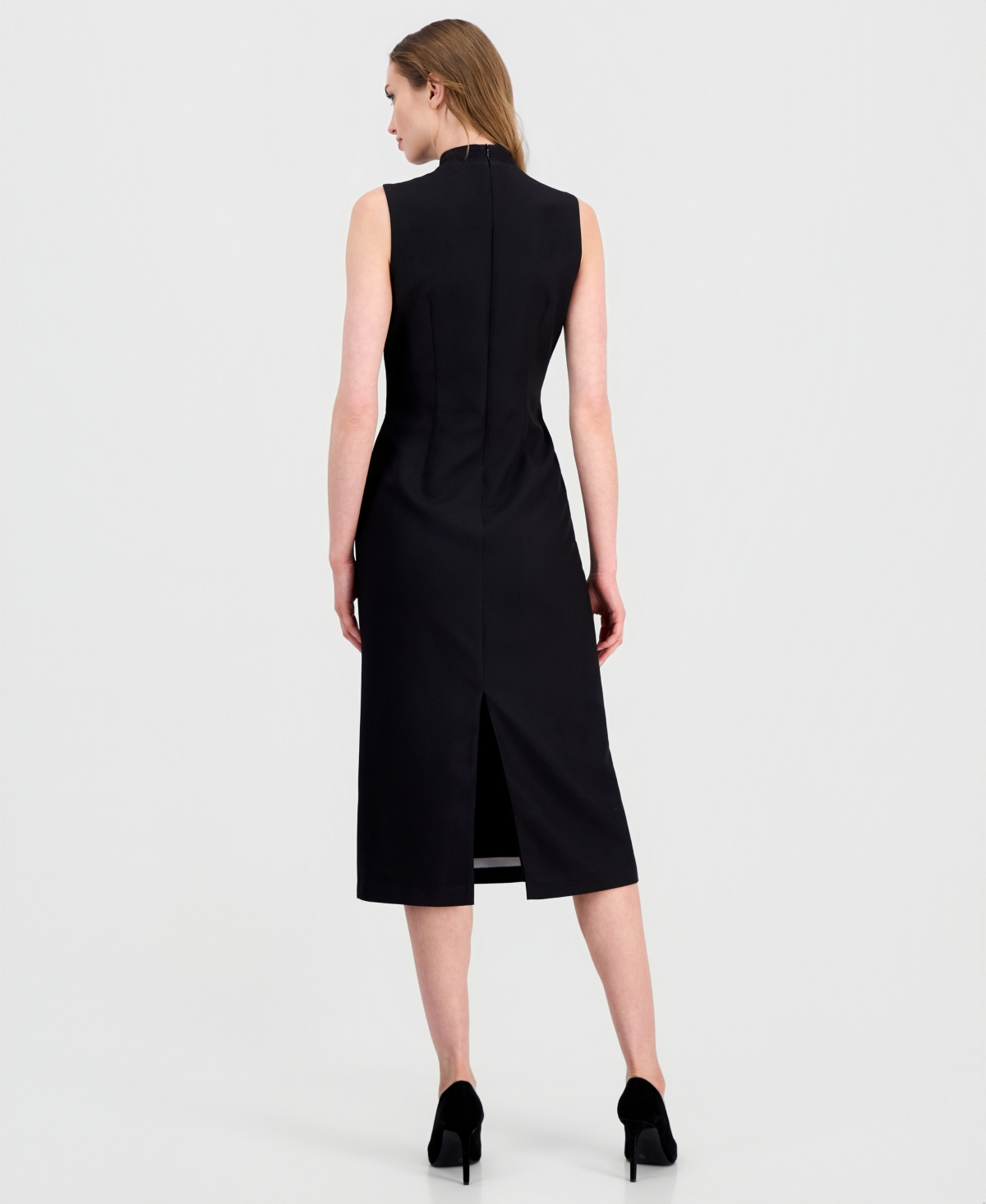 Anne Klein Women's Sleeveless Mock-Neck Sheath Dress