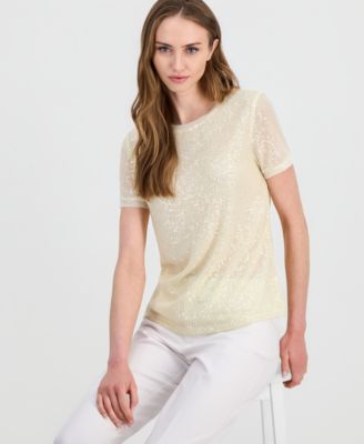 Petite Short-Sleeve Banded T-Shirt