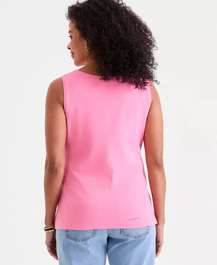 Women's Cotton Boat-Neck Sleeveless Top - thumbnail 8