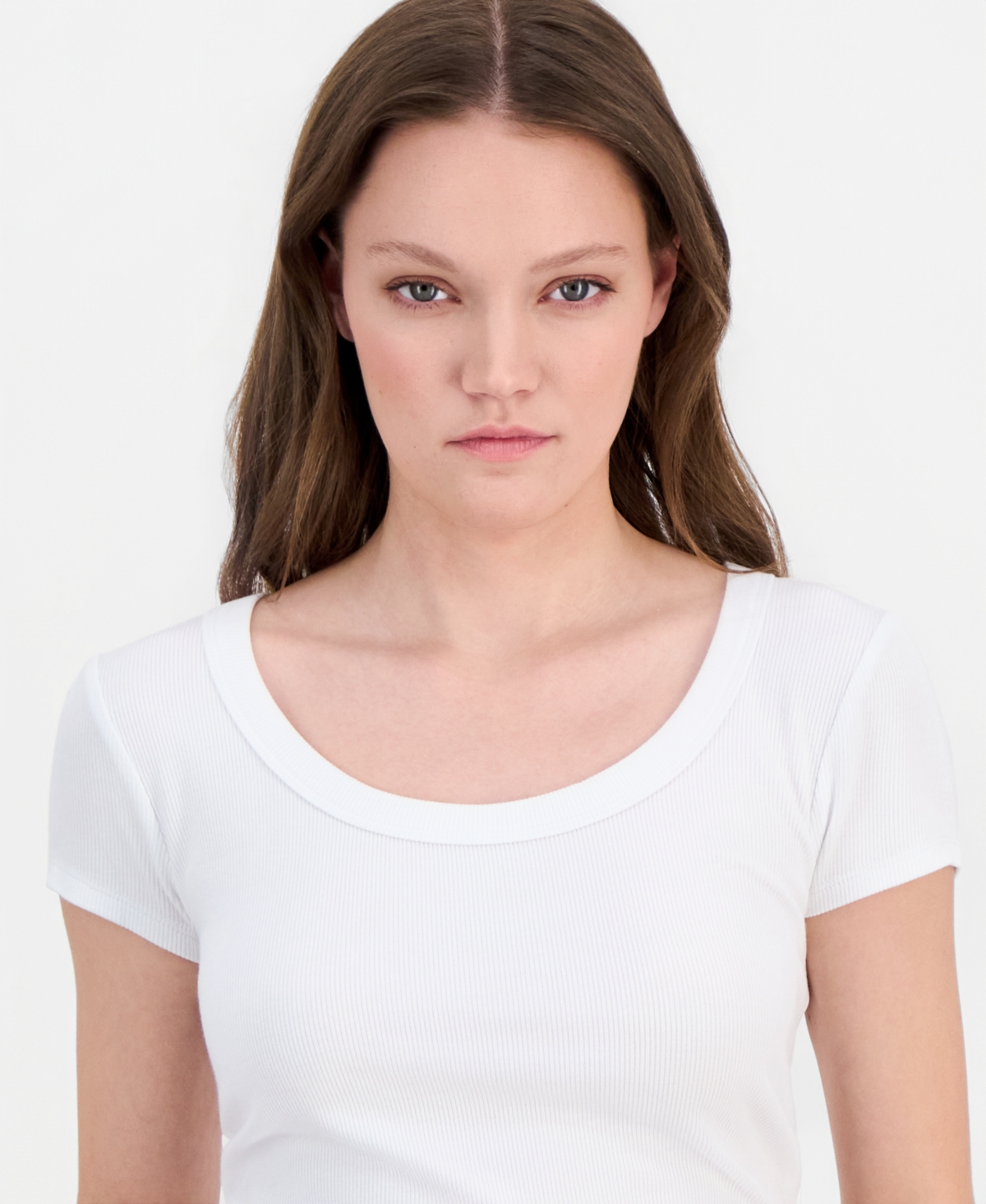 Self Esteem Juniors' Side-Ruched Ribbed-Knit T-Shirt