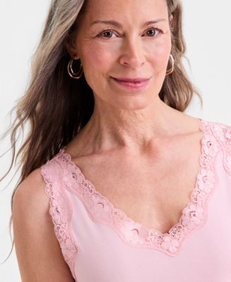 Women's Lace-Trim Cotton Tank Top