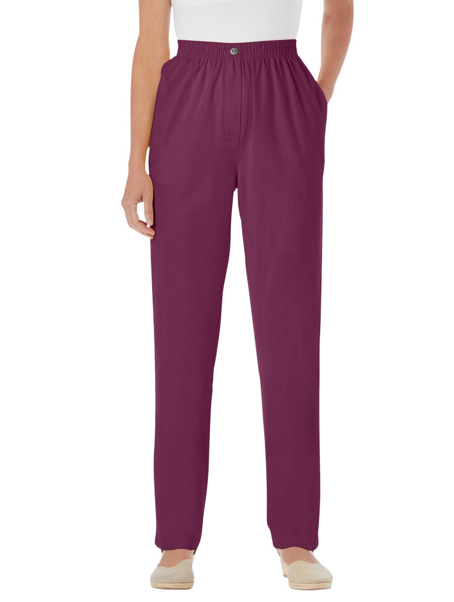 Women's Plus Size Tall Straight-Leg All-Cotton Denim Pull-On 7-Day Elastic-Waist Jeans