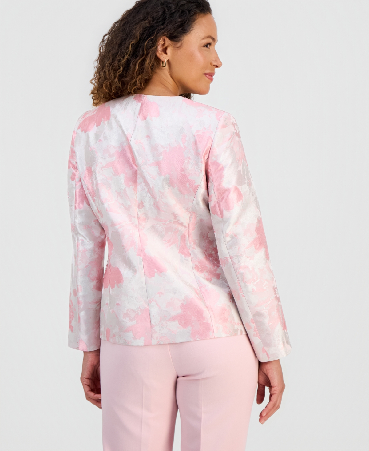 Kasper Petite Collarless Jacquard Blazer