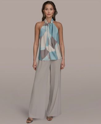 Women's Printed Twist Halter Neck Top